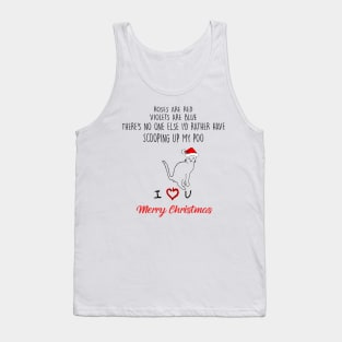 Funny Cat Roses Are Red Violets Are Blue Merry Christmas Tank Top